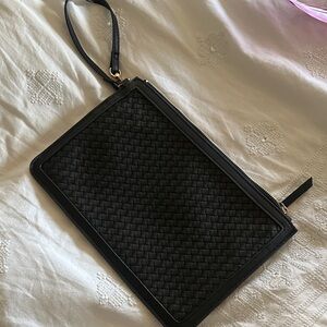 Black Woven Leather Men's Clutch